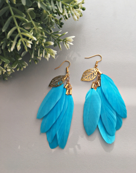Feather earrings - light blue